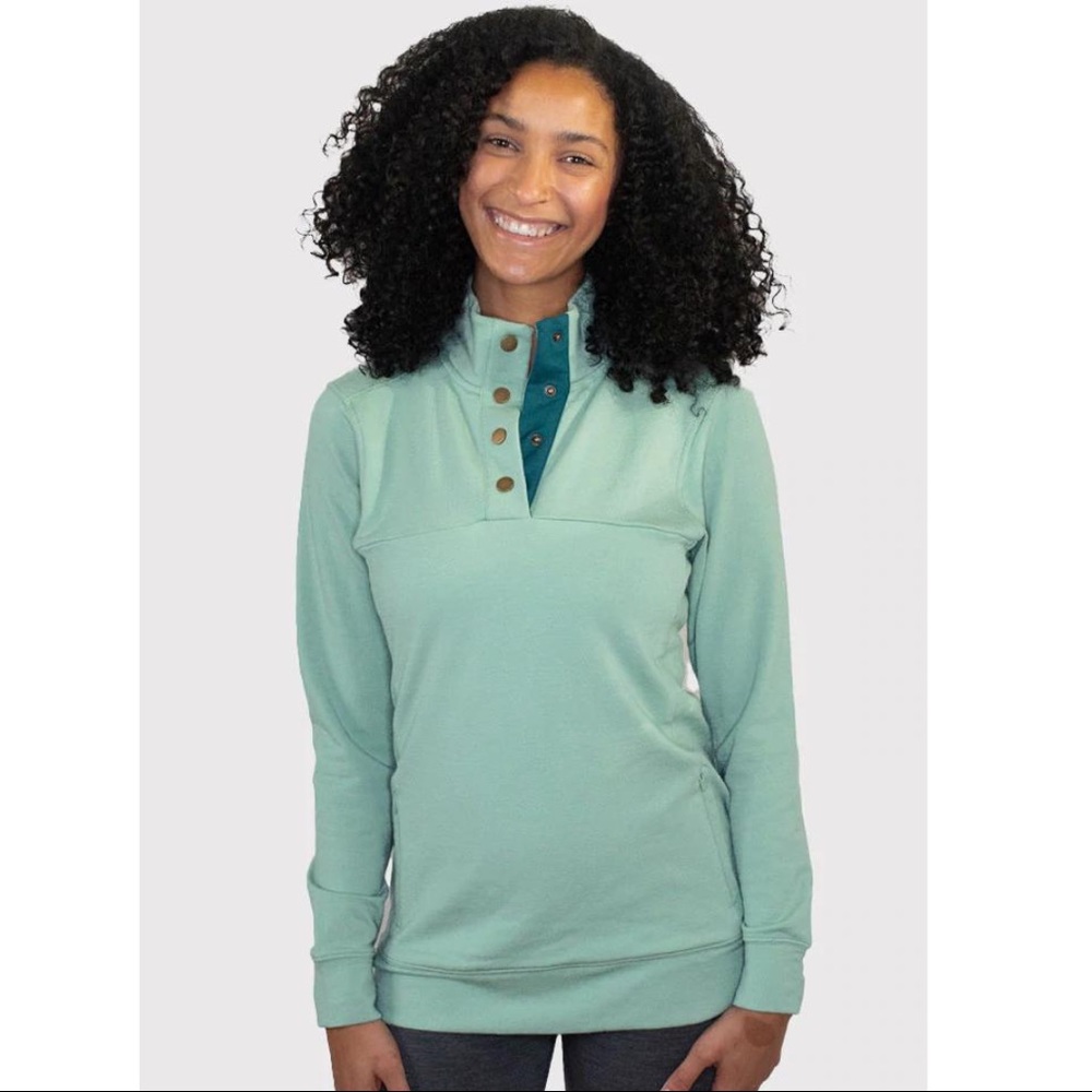 Woolx XL Charlie turquoise green sea foam pull over warm cozy wool thick soft